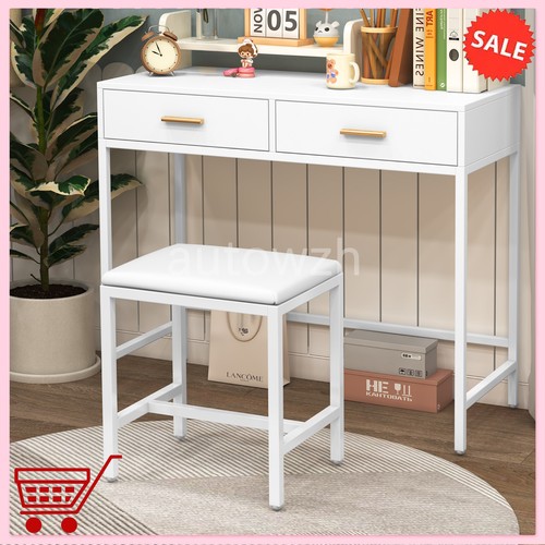 White cushioned dressing table - dressing,