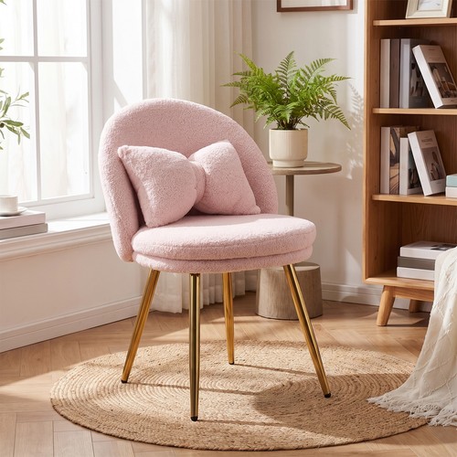Teddy fleece vanity stool - fleece,