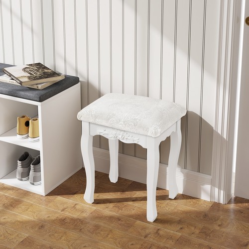 White dressing table stool - white,