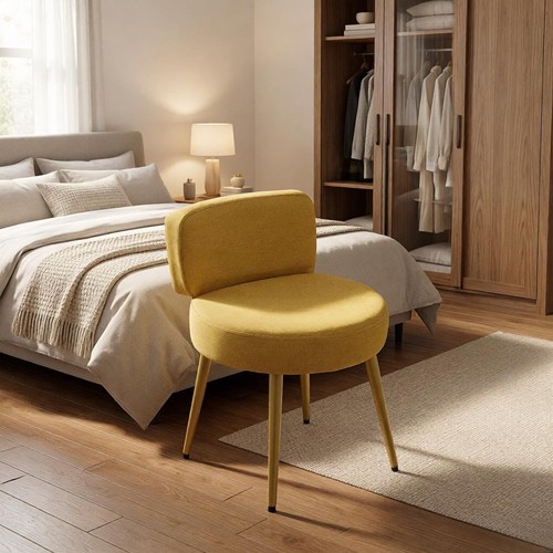 Vanity stool yellow linen - yellow,