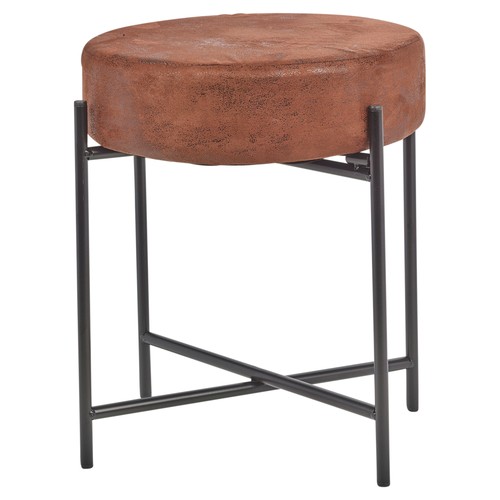 Brown faux leather - brown, round